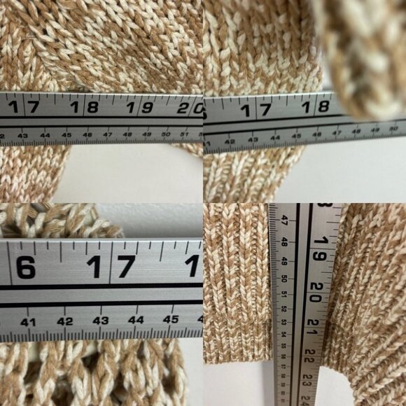 NEW Veronica Beard Crochet Knit Beige Tan Short‎ Sleeve Sweater Top Size Large L - Picture 9 of 12